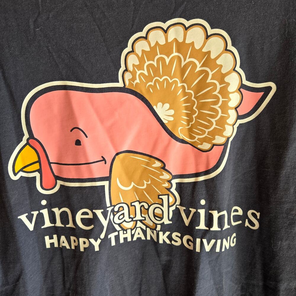 Vineyard Vines Happy Thanksgiving Turkey Fall Long Sleeve Shirt Tshirt Large Top - Picture 5 of 5